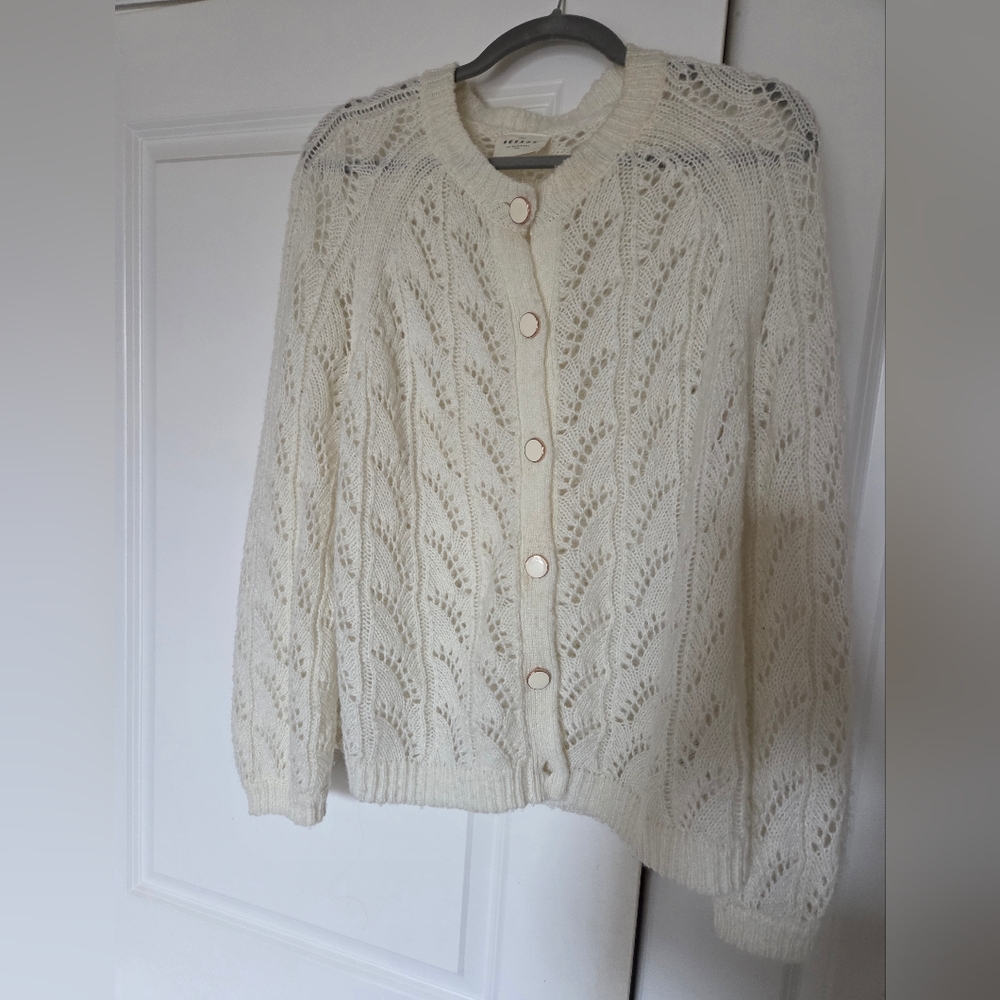 Sezane Cream Knit Button Cardigan
